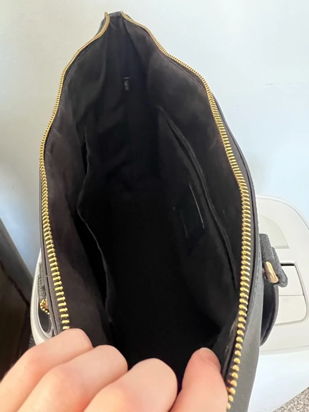 Coach Black Leather Zip-Front Tote with Gold Hardware - Picture 6 of 7